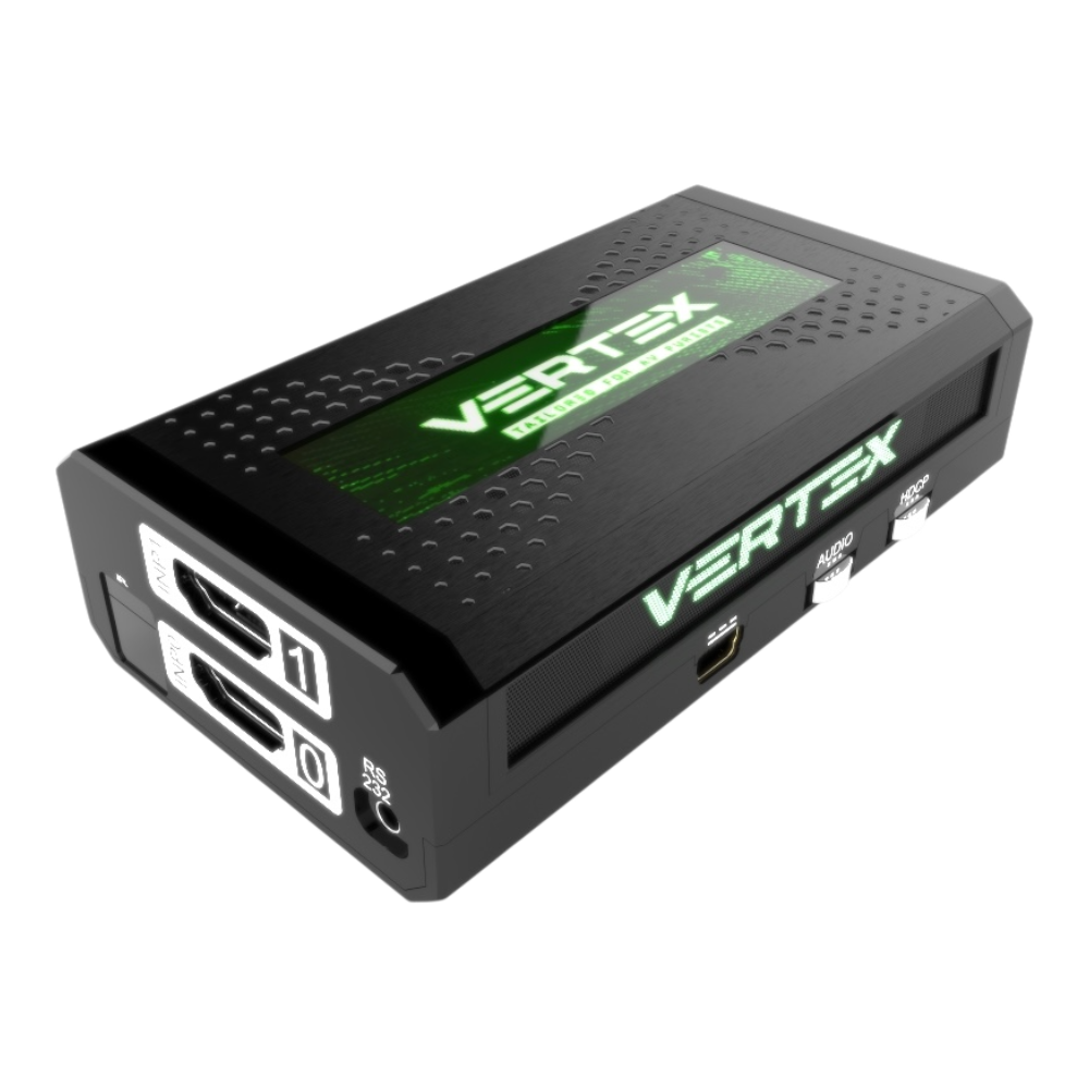 HDfury Vertex 4K 18Gbps HDMI matrika 2x2 in skaler z OLED, vhodi HDMI, RS232, mini USB ter stikali AUDIO in HDCP