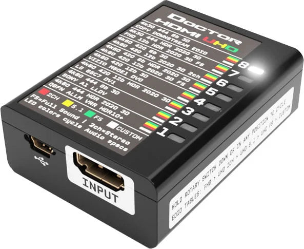 HDfury Dr HDMI 4K, upravitelj EDID in HDMI emulator, pogled od spredaj