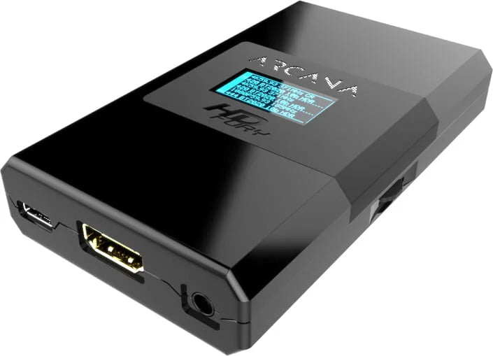 HDfury Arcana, priključki: HDMI vhod, HDMI izhod in eARC izhod do zvočnega modula